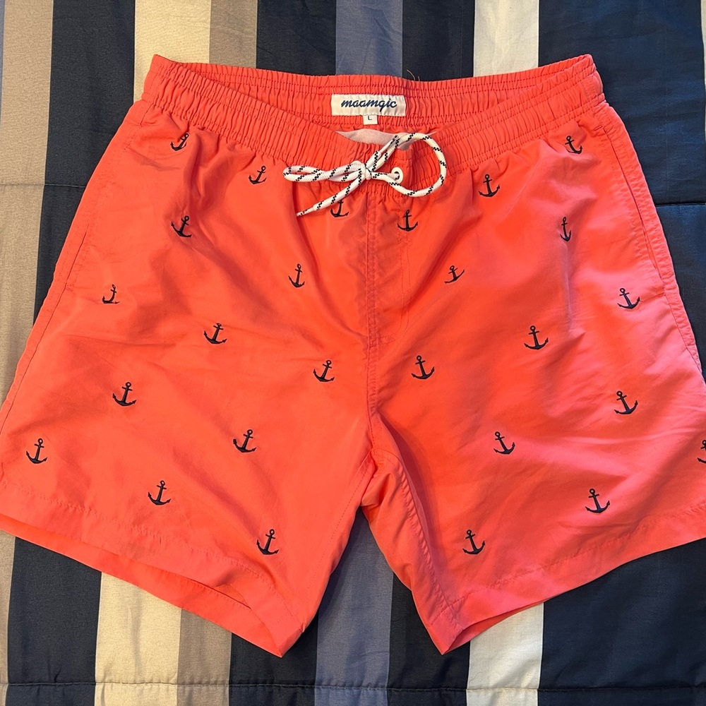 Maagic Men's Coral Swim Shorts with Anchors